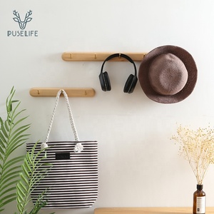 Support <span class=keywords><strong>mural</strong></span> étagère en bois avec crochets en laiton <span class=keywords><strong>pour</strong></span> <span class=keywords><strong>manteau</strong></span> clé vêtements suspendus - Product Image 3