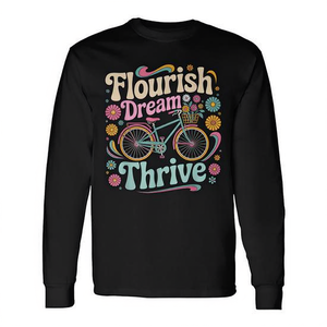 Camiseta de manga larga con cita floral de Flourish Dream Thrive Bicycle - Product Image 2