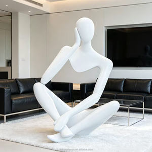 Scultura Decorativa Moderna in Resina Dipinta a Mano, Ecologica, per Esterni, Grande, Astratta, a Grandezza Naturale, Figura del Pensatore - Product Image 1