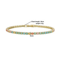 Meilleures ventes : Ensemble collier et bracelet tennis serti de zircon glacé 3mm, élégant et luxueux, couleur bonbon, pour femme