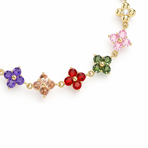 Flower Shape <b>Gemstone</b> <b>Bracelet</b> Zinc Alloy Claw Setting For Women Gift Jewelry - Product Image 1