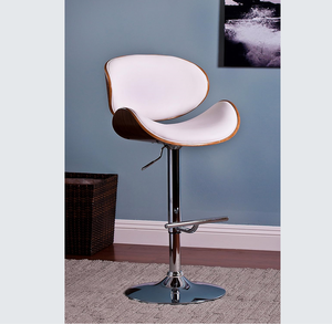 Modern <b>Adjustable</b> <b>Height</b> Swivel PU Leather Bar <b>Stool</b> with Steel Frame and Curved Seat Back (White)-Lightweight Commercial Use - Product Image 2