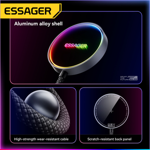 ESSAGER-Reloj inteligente de escritorio para teléfono móvil, <span class=keywords><strong>cargador</strong></span> inalámbrico magnético rápido de 15W para iPhone, Samsung <span class=keywords><strong>Oneplus</strong></span> con luz Rgb - Product Image 6