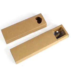Коричневая коробка из крафт-бумаги, раздвижной ящик, коробка для упаковки столовых приборов