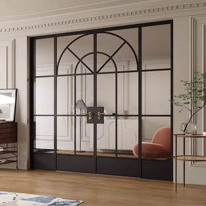 Porte a Battente in Alluminio per Interni, Bagno e <span class=keywords><strong>Cucina</strong></span>, Porte Doppie Moderne con Vetro a Filo e Griglie in Alluminio - Product Image 3