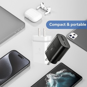 Cargador <span class=keywords><strong>USB</strong></span>-<span class=keywords><strong>C</strong></span> PD de 25W QC3.0 18W, Cargador Súper Rápido de 25W con Cable y Adaptador de Enchufe Americano, Cargador GaN de 25W - Product Image 4