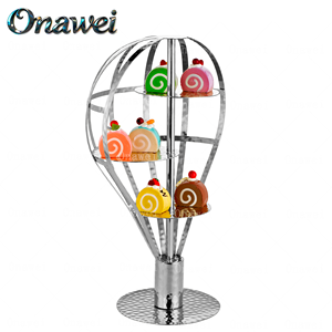 Support à gâteaux en acier inoxydable doré pour décoration de mariage, ballon à air chaud, présentoir de desserts, restaurant, fête - Product Image 5