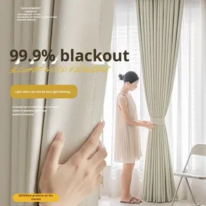 Rideaux occultants noirs dorés 2024, haut de gamme, opaques, luxueux, pare-soleil, couverture complète, fenêtre française, style moderne, 100% polyester - Product Image 2