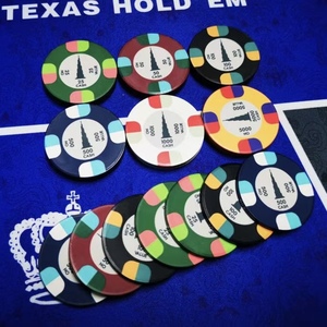 Jetons de poker en céramique <span class=keywords><strong>Casino</strong></span> Del Sol de style européen, design personnalisé, durables, 14g, 10000 unités, avec support intégré - Product Image 1