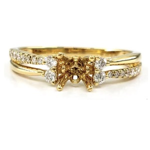 Chine Usine En Gros Fine Jewelry 18k Solide Or Jaune Véritable Diamant Éternité Semi Monture De Mariage Bagues De Fiançailles Pour Les Femmes - Product Image 1