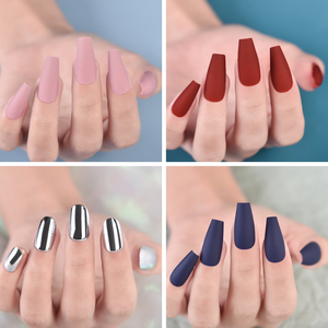 24 faux ongles cercueil français pré-peints en ABS, prêts à poser, à pression rapide, réutilisables, durables, couvrance totale - Product Image 6