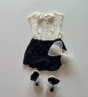 Ensemble pantalon capri sans manches en coton lavande style coréen INS avec nœud papillon – Tenue d'été quotidienne pour bébés et petites filles