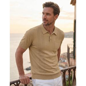 FOXA Mens Polo Shirt Short Sleeve Knitted Breathable With Pocket Regular Fit Casual Summer Top - Product Image 2