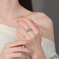Bague de fiançailles romantique en argent sterling S925 certifiée GRA, solitaire à quatre griffes, 0,5 ct et 1 ct, moissanite VVs1, cadeau de mariage pour femmes