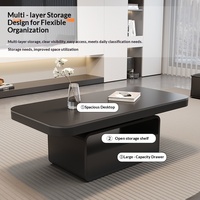 Table basse rectangulaire en ardoise de style luxe léger avec espace de rangement pour petits salons, mobilier de salon minimaliste italien