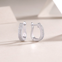 Boucles d'oreilles créoles en argent sterling 925 en forme de U avec moissanite pour femme, multi-rangs, entièrement pavées de moissanite, style Huggie