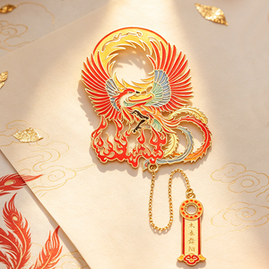 Marcapáginas de Metal Hueco Personalizado con Diseño de Fénix, Regalo de Recuerdo, Artesanía Cultural China Creativa de Primera Calidad para Colección de Viajes - Product Image 2