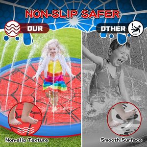 Tapis d'arrosage anti-dérapant en toile d'araignée de 67 pouces pour enfants et animaux domestiques, idéal pour les jeux aquatiques estivaux dans la cour - Product Image 5