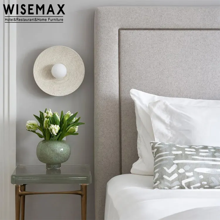 WISEMAX फर्नीचर आधुनिक घर सजावट दौर बेज दीवार प्रकाश सूरज आकार राल फ्रेम दीवार दीपक कमरे में रहने वाले के लिए