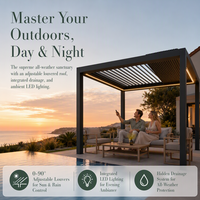 Pergola bioclimatique motorisée en aluminium, imperméable, gazebo d'extérieur, certifiée CE TUV, modèle NG-MP2026