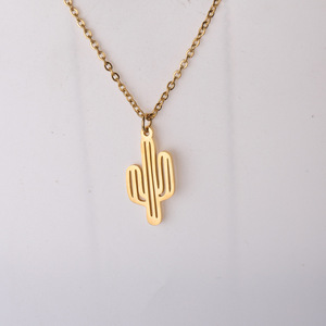 <span class=keywords><strong>กระบองเพชร</strong></span>สแตนเลสขนาดเล็กมีเสน่ห์พืช<span class=keywords><strong>ทะเลทราย</strong></span>แคคตัส Cacti แขวนอยู่บนสร้อยคอโซ่ที่ละเอียดอ่อน - Product Image 1