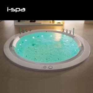 Bañera Redonda de Acrílico I-Spa Verona con Diseño Moderno Integrado, Función de Desbordamiento, Masaje de Aire y Luz de Colores para Uso en Hoteles y Spas - Product Image 2