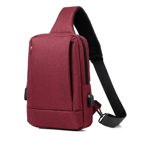 2021 थोक पुरुषों कंधे बैग यूएसबी चार्ज के लिए Crossbody बैग दूत गोफन छाती बैग ऑक्सफोर्ड एकल कंधे का पट्टा पैक
