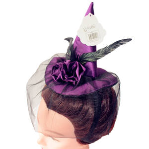 Sombrero de <span class=keywords><strong>Bruja</strong></span> Retro de Alta Gama para Carnaval, Fiesta de Halloween, Baile de Graduación, Diadema con Malla y <span class=keywords><strong>Plumas</strong></span>, Estilo 100% Poliéster, Unisex, para Todas las Temporadas - Product Image 6
