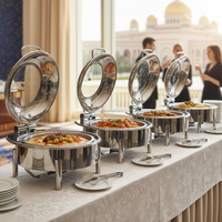 XINGPAI Plat de service rond argenté en acier inoxydable, chauffe-plat pour buffet, équipement de restauration, service de buffet