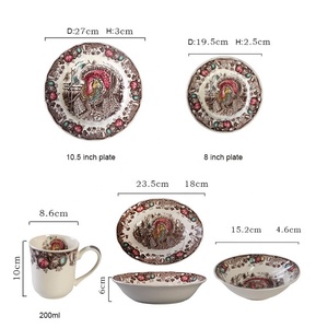 Service de vaisselle en porcelaine émaillée peinte à la main JBS Design britannique, assiettes, bols à salade, bols à céréales, tasses, pour mariage, fête, 8 pouces, usage domestique - Product Image 6