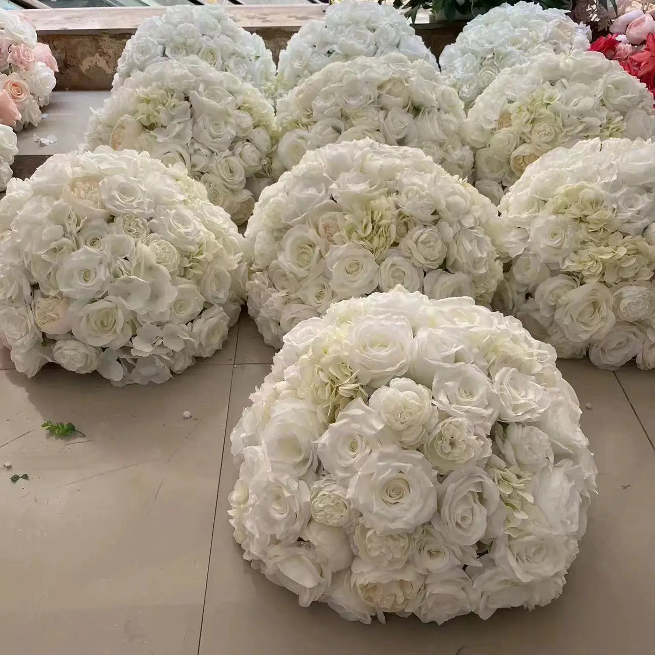 EG-S146 Baby Shower Party Decoração 60cm Seda Artificial Rosa Verde Branco Wedding Centerpieces Flower Ball