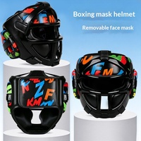 Casque de boxe Sanda pour enfants, équipement professionnel anti-chute, pour sparring et compétition, avec masque facial épaissi style Monkey-Face pour Muay Thai