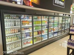 Réfrigérateur de supermarché à portes vitrées, 3,8 mètres, 6 portes, à température unique, refroidissement par air, multi-étagères, avec affichage numérique - Product Image 1