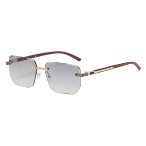 Gafas de Sol Cuadradas Sin Montura UV400 Unisex con Marco de Madera Protección Solar para Adultos 2026 - Product Image 4