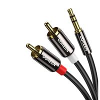 UGREEN Cable RCA de 3,5mm a RCA macho a adaptador de Audio auxiliar adaptador de conector de auriculares de sonido HiFi carcasa de Metal RCA rápido