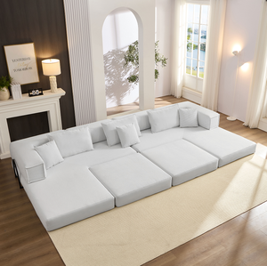 Modern Simple Compression L-Shaped <b>Sofa</b> Set with <b>Sponge</b> Filling Removable Washable Cover Armrests and Pillows <b>for</b> Living Room - Product Image 3