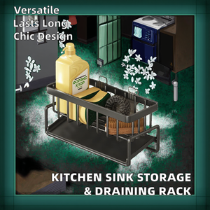 Support de rangement de cuisine domestique égouttoir d'évier fournitures de cuisine égouttoir en tissu panier d'égouttage debout en aluminium quatre - Product Image 2