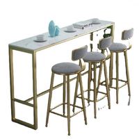 Table et chaises de bar minimalistes en métal, petite table et chaises de café pour famille, comptoir de bar nordique en marbre blanc moderne