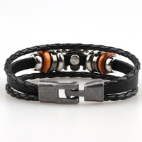 Pulsera de compilación de cuero PU trenzado multicapa de 20cm para los fanáticos de Anime Monkey D. Luffy como regalo