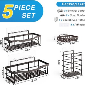 Adhesivo de acero moderno montado en la pared sin perforación organizador de ducha estante de esquina de baño para uso en Hotel estante de ducha Caddy - Product Image 6