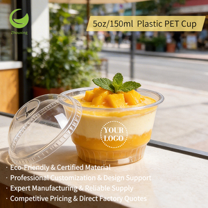 Taza desechable de plástico PET PLA con tapa plana de cúpula <span class=keywords><strong>6</strong></span> 7 8 9 10 12 16 20 Oz taza fría - Product Image 4
