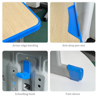 Ensembles de mobilier scolaire personnalisables en gros pour l'école primaire : Bureau et chaise individuels réglables avec bordure en PP