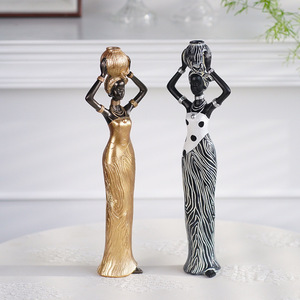 Statue africaine vintage Sculpture à la main Figurines afro-américaines exotique <span class=keywords><strong>Tribal</strong></span> Lady pièce d'<span class=keywords><strong>art</strong></span> africain pour la décoration de la maison - Product Image 3