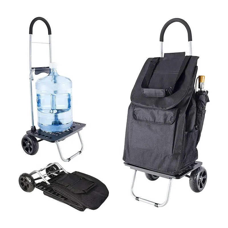 Custom Foldable Shopping Grocery Utility Bag Cart Rolling Utility Personal Handtruck Trolley Dolly With Wheels and Removable Bag