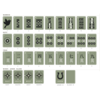 Nouvel ensemble de tuiles de Mahjong américain en acrylique gravé, thème campagne verte, avec tapis, supports et table, pour jeu d'échecs, divertissement et collection de jeux de hasard