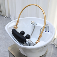 Nouveau design, fauteuil de lavage de luxe pour salon de coiffure et barbier, avec base argentée, circulation d'eau, rotation électrique et fonction de relaxation pour spa capillaire