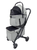 Vente en gros de poussettes de luxe 3 en 1 en aluminium pour grands chiens et chats, pliage automatique à une main, poussette pour animaux à 4 roues