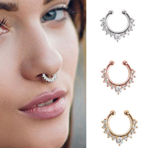 Bijoux fantaisie en gros : <span class=keywords><strong>Anneau</strong></span> de <span class=keywords><strong>nez</strong></span> <span class=keywords><strong>brillant</strong></span> en acier inoxydable 316L avec zircon pour femme, faux <span class=keywords><strong>piercing</strong></span>, bijoux de corps - Product Image 2