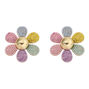 Orecchini di Kaimei 2025 alla moda gioielli oro colorato cristallo nero orecchini per donne Oversize sole fiore orecchini di strass - Product Image 2