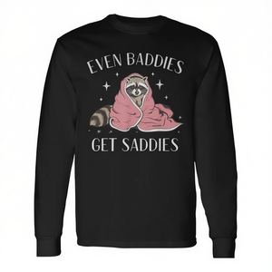 Incluso los malos se sienten tristes: camiseta de manga larga con diseño de mapache y salud mental - Product Image 2